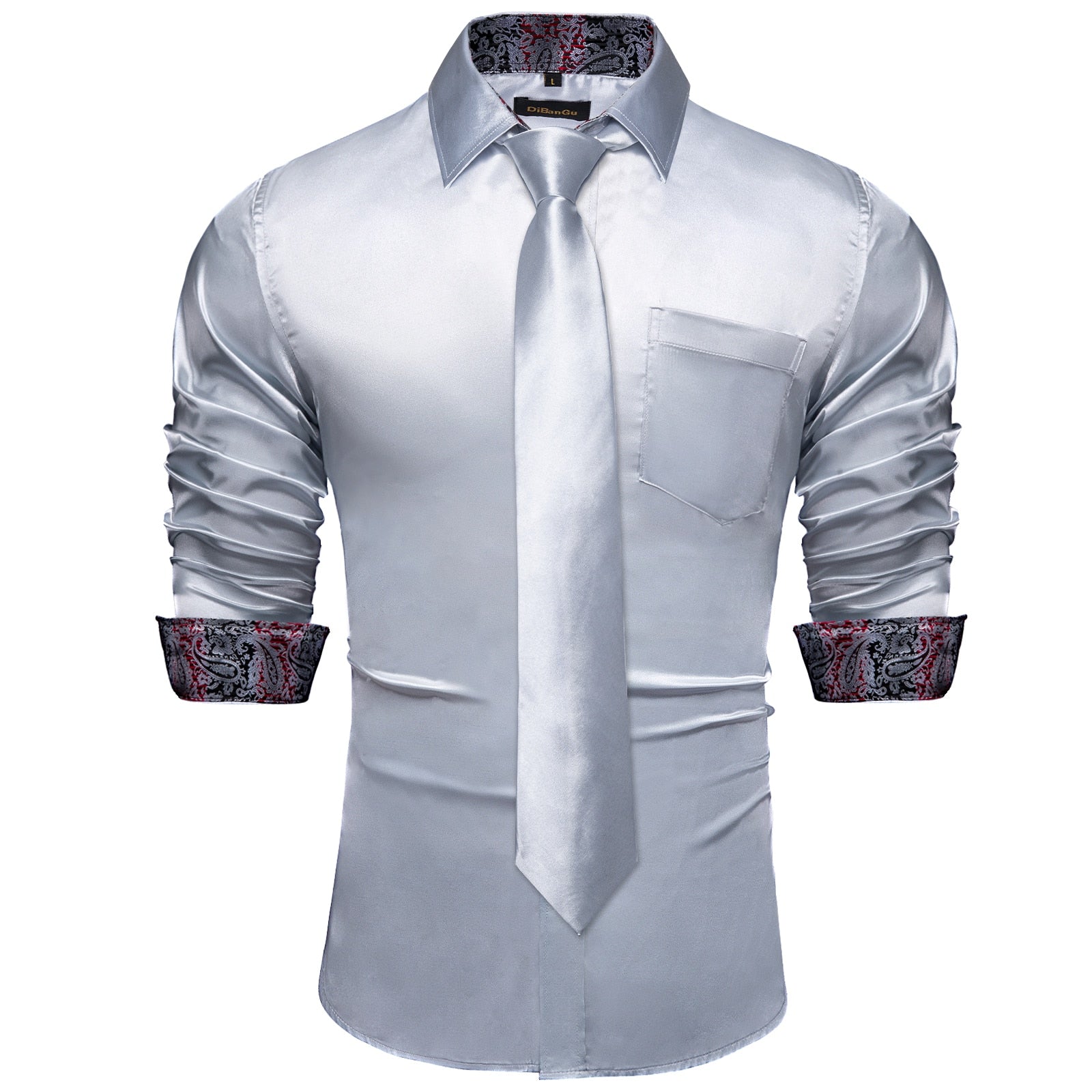 Men's Hot Pink Satin Shirt