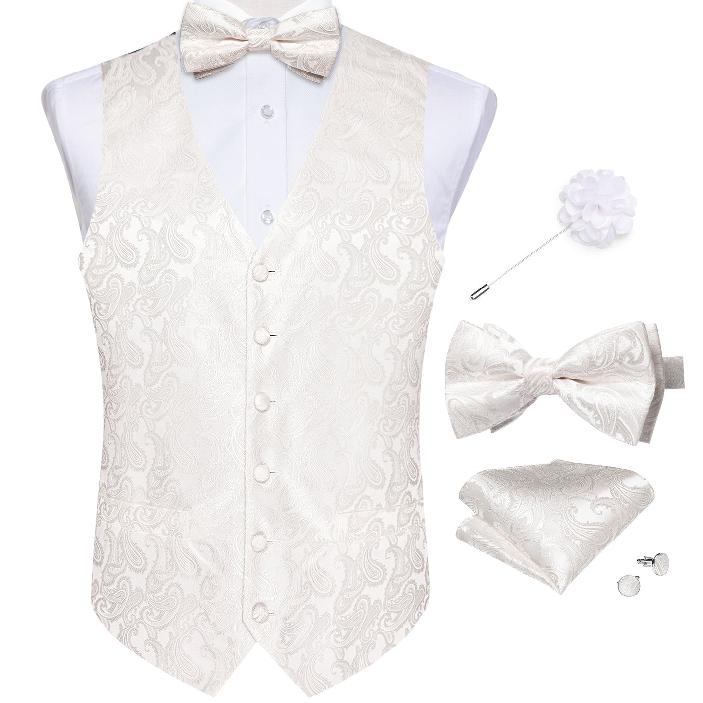 Royal Paisley Silk Vest Set