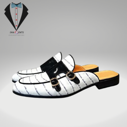 White Crocodile Men  Leather Half Shoes