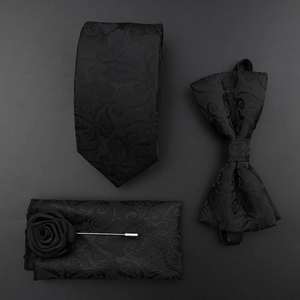 Solid Color Silk Men Tie Set