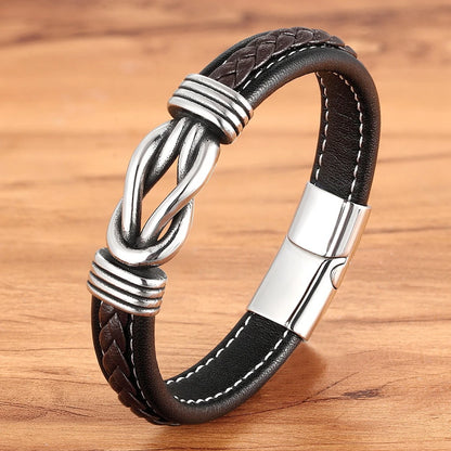 Leather Bracelet Stainless Steel Bracelet