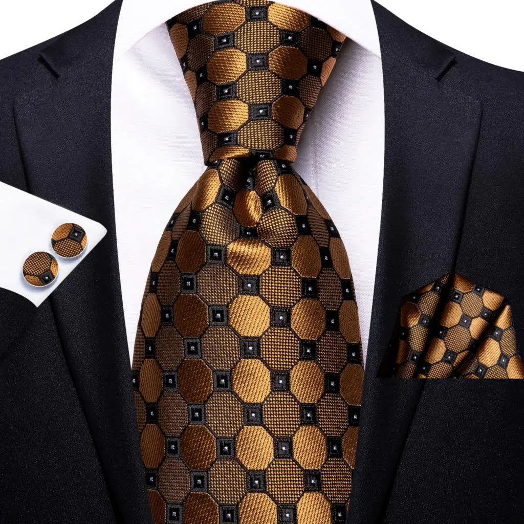 High Quality Champagne Beige Floral Design Silk Tie