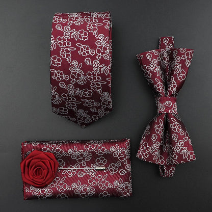 Solid Color Silk Men Tie Set