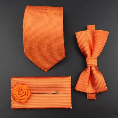 Solid Color Silk Men Tie Set