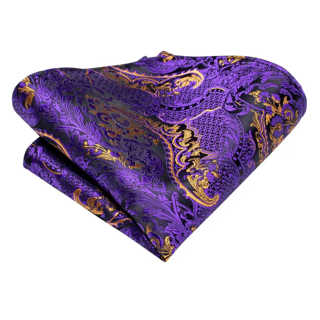 Handy Purple Gold Floral Silk Tie For Men