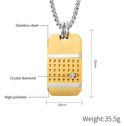 Dog Tag Matte Crystal Necklace