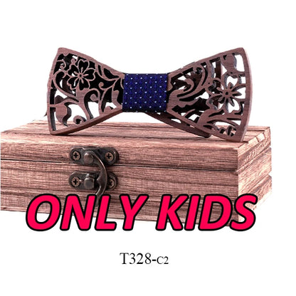 Adult And Kids Wooden Bow Tie