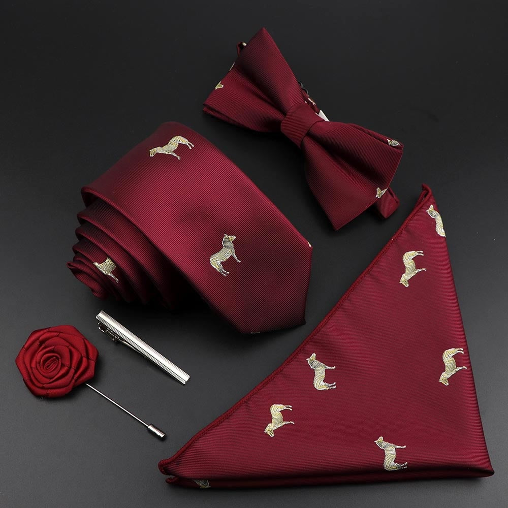 Solid Color Silk Men Tie Set