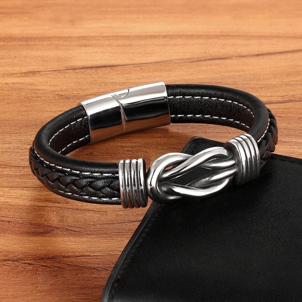 Leather Bracelet Stainless Steel Bracelet