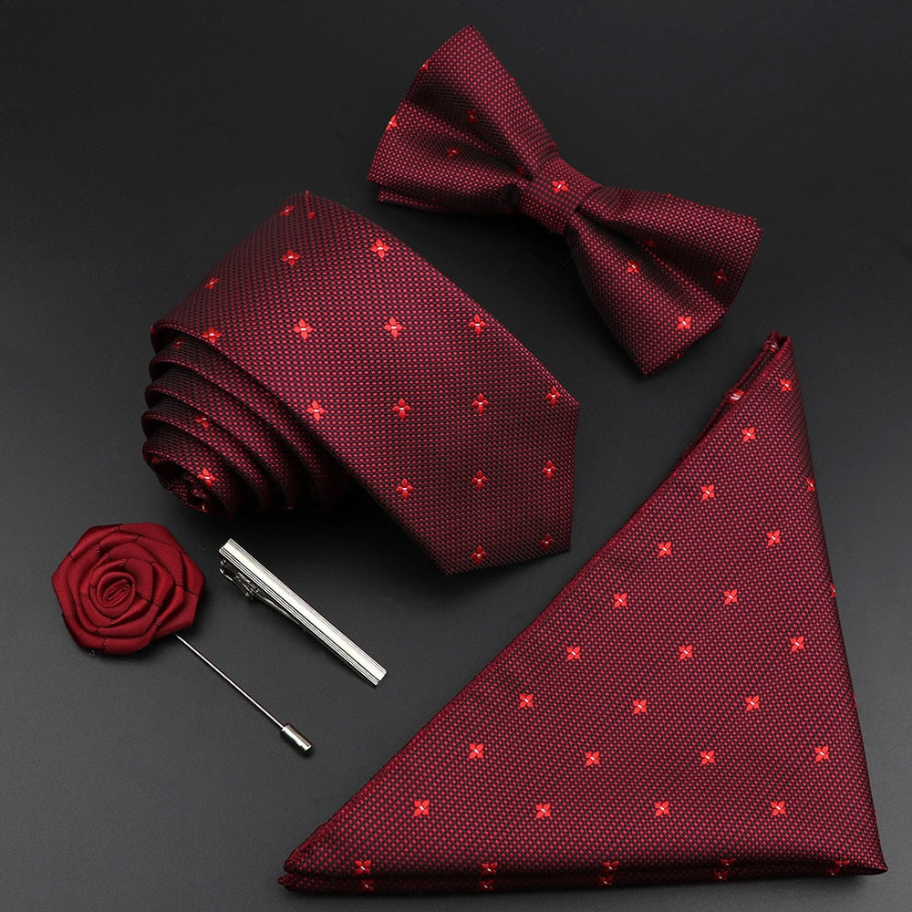 Solid Color Silk Men Tie Set