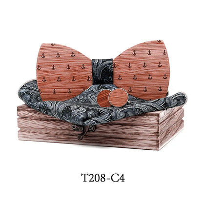 Adjustable Walnut Novelty Neck Ties anchor For Men