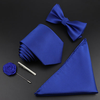 Solid Color Silk Men Tie Set