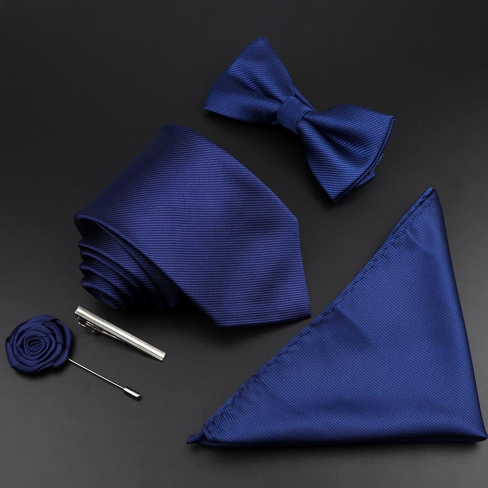 Solid Color Silk Men Tie Set