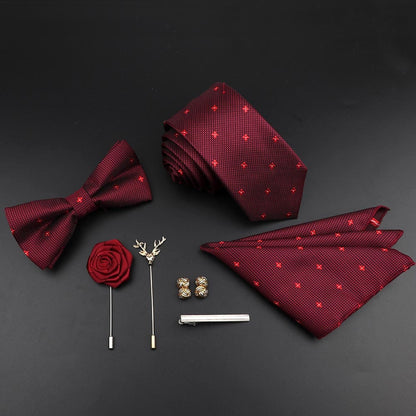 Solid Color Silk Men Tie Set