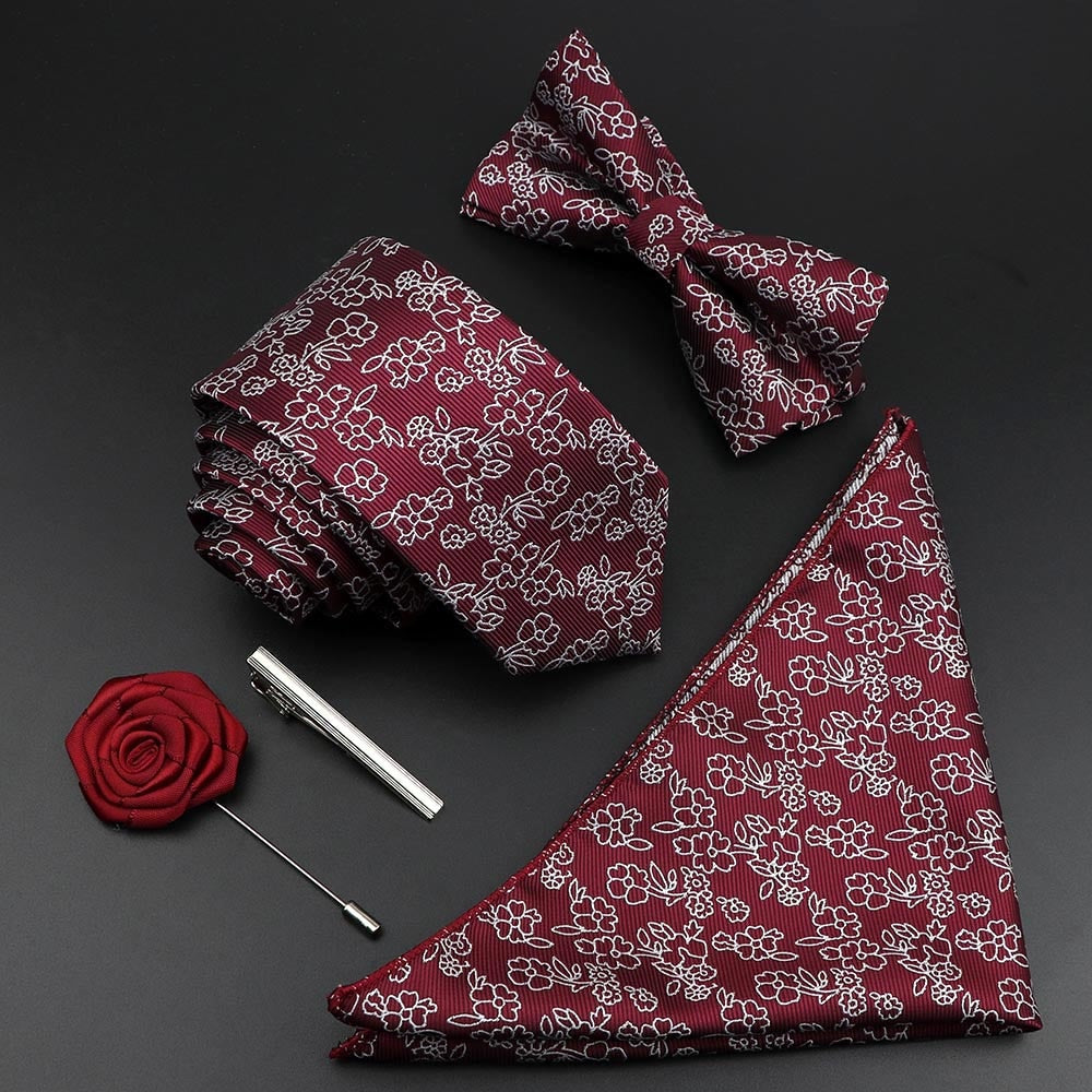 Solid Color Silk Men Tie Set