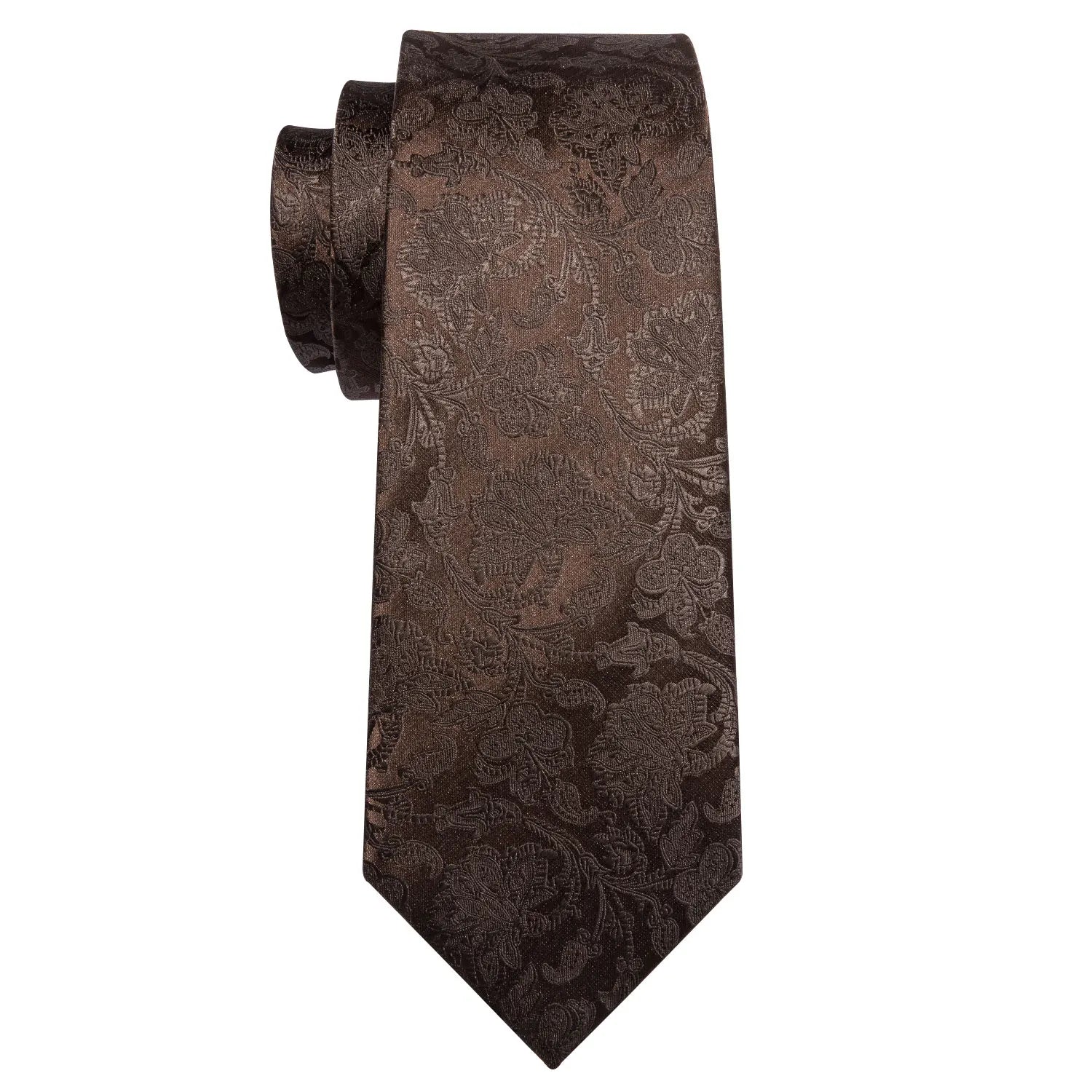 Men Wedding  Brown Floral Silk Tie