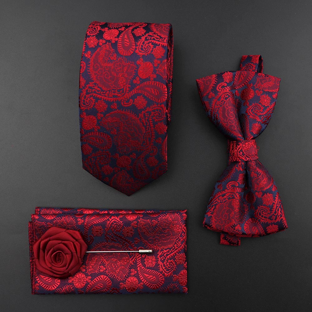 Solid Color Silk Men Tie Set