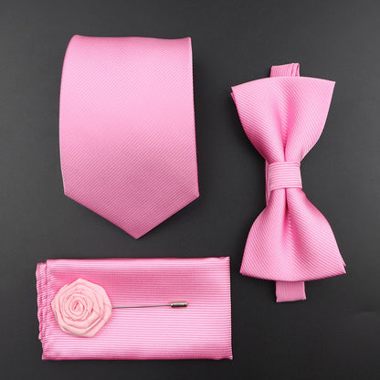 Solid Color Silk Men Tie Set