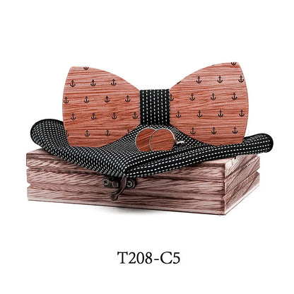 Adjustable Walnut Novelty Neck Ties anchor For Men