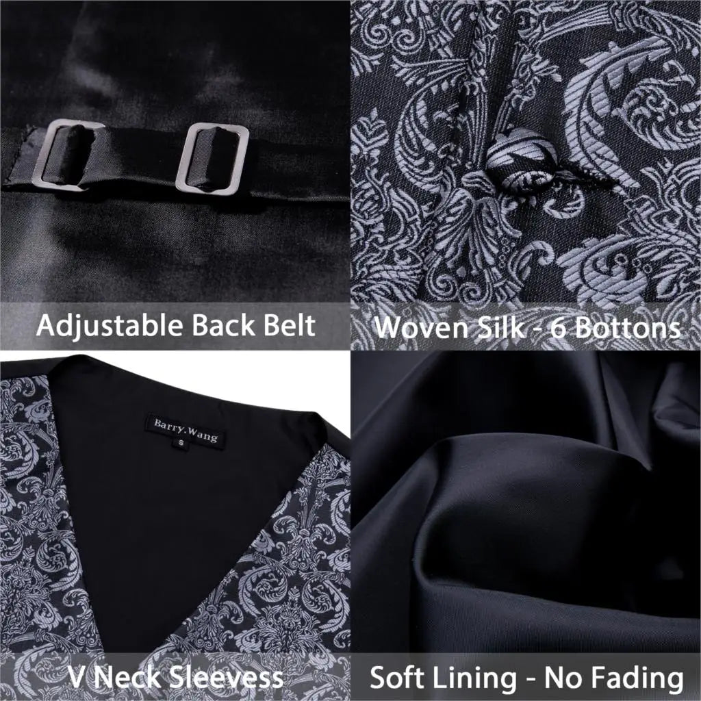 Mens Classic Black Paisley Jacquard Folral Tie