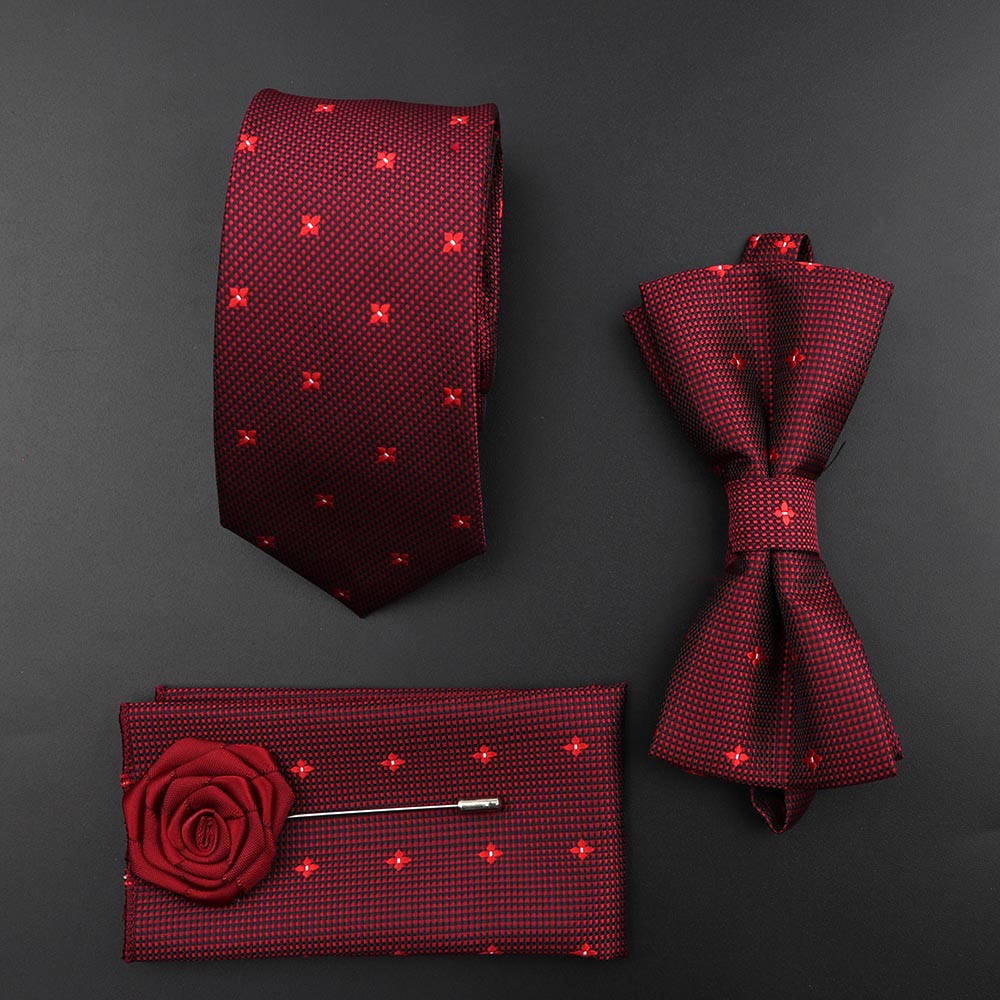 Solid Color Silk Men Tie Set