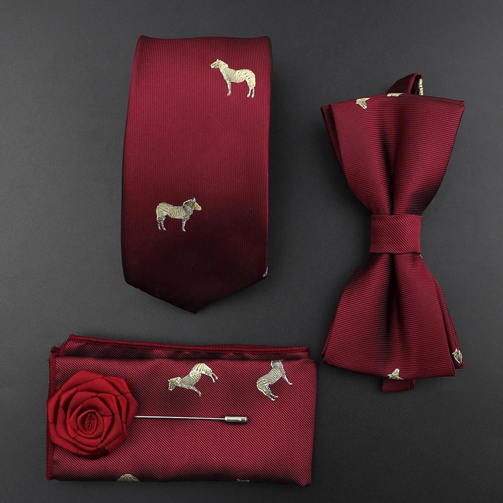 Solid Color Silk Men Tie Set