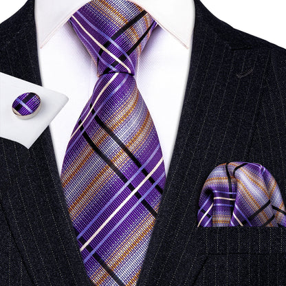 Purple Plaid Men Tie