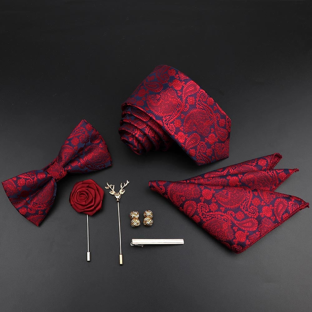 Solid Color Silk Men Tie Set