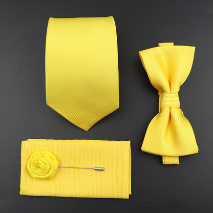 Solid Color Silk Men Tie Set