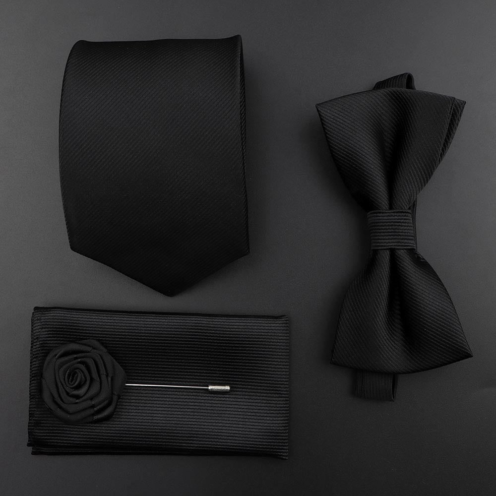 Solid Color Silk Men Tie Set