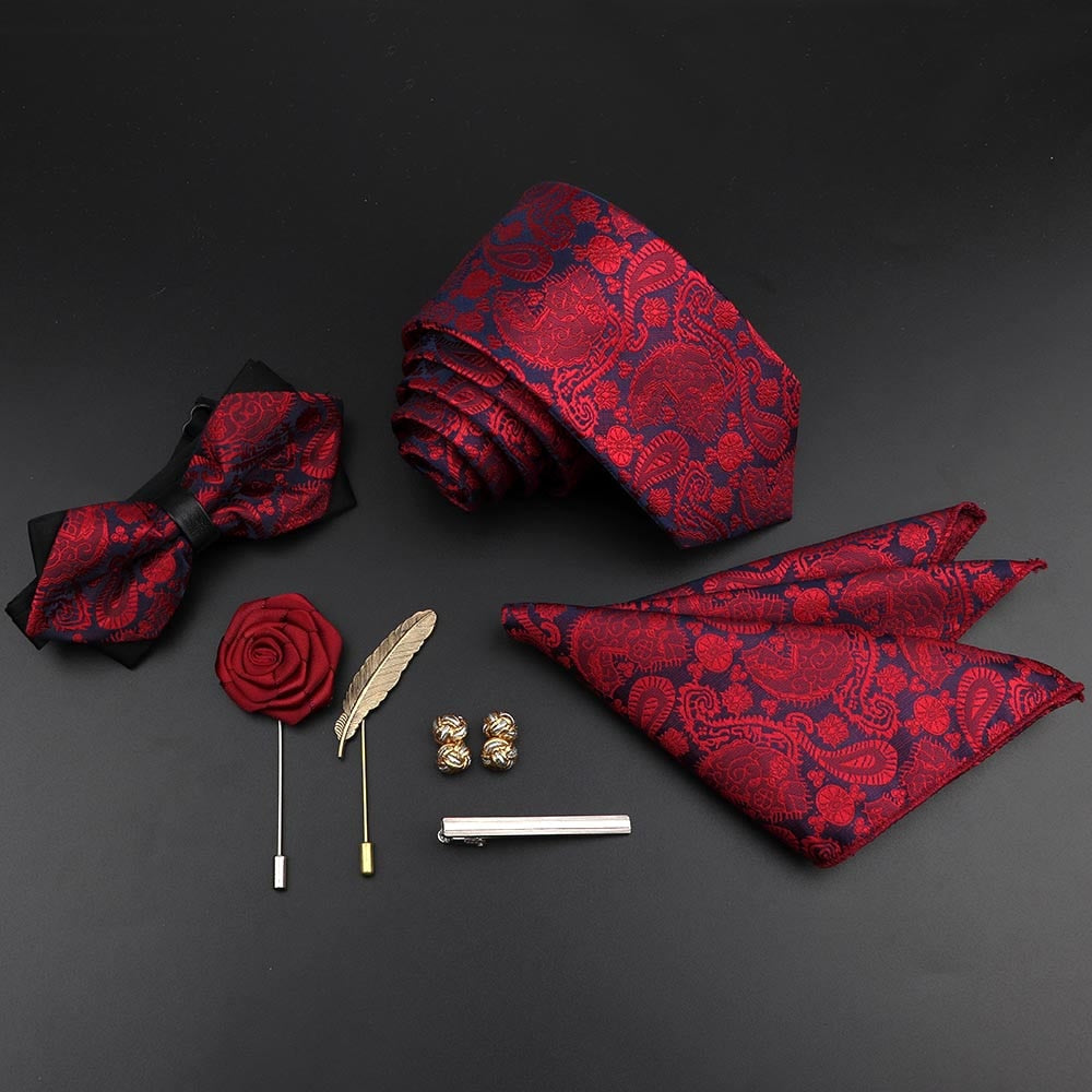 Solid Color Silk Men Tie Set