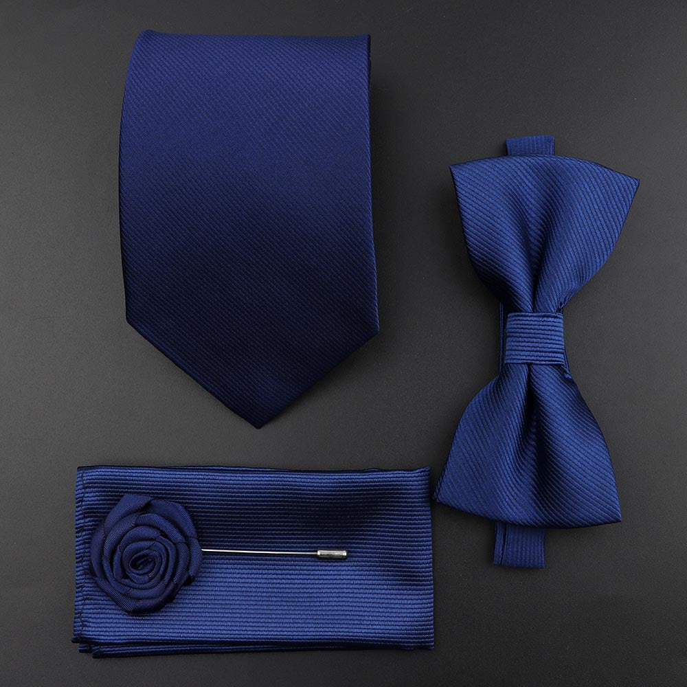 Solid Color Silk Men Tie Set