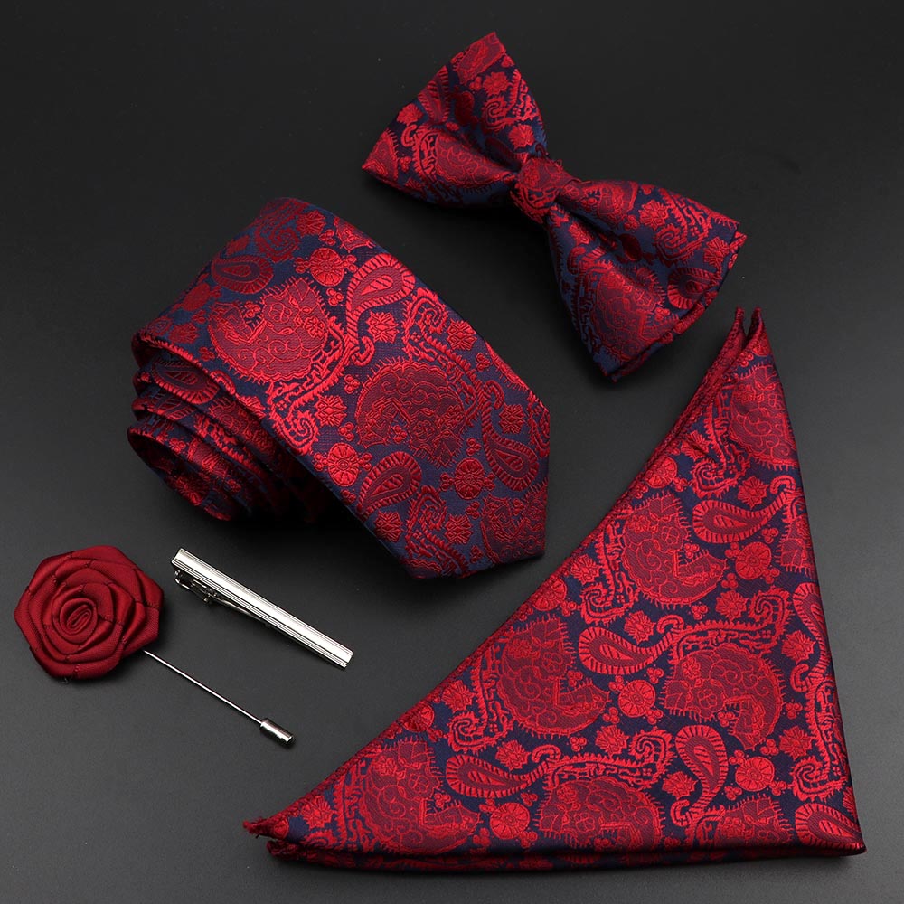 Solid Color Silk Men Tie Set