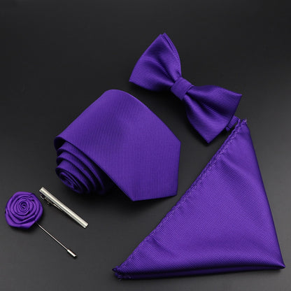 Solid Color Silk Men Tie Set