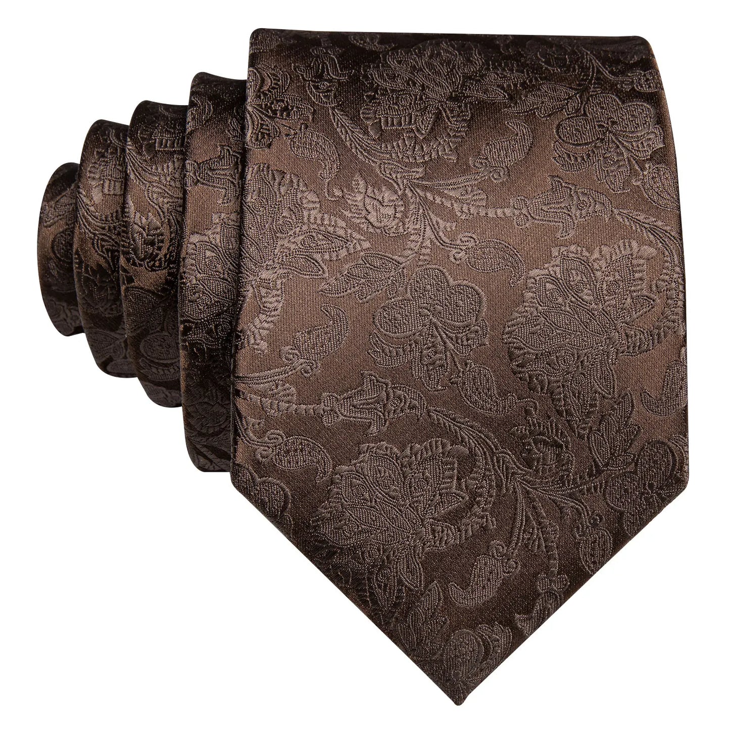 Men Wedding  Brown Floral Silk Tie