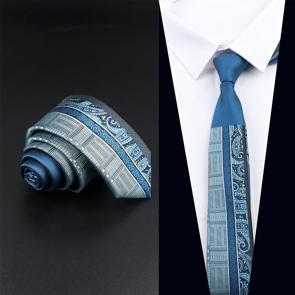 Blue Patchwork Jacquard Necktie