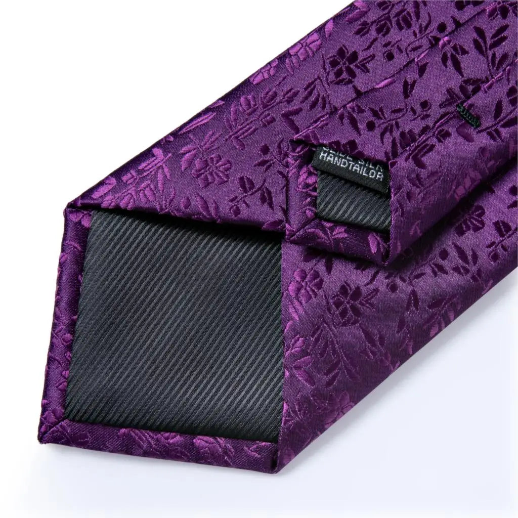 Solid Floral Purple Tie For Men