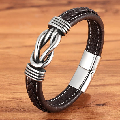 Leather Bracelet Stainless Steel Bracelet