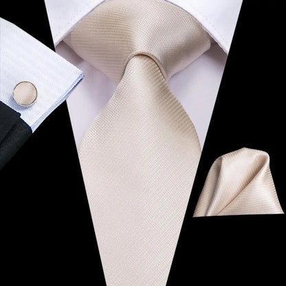 High Quality Champagne Beige Floral Design Silk Tie