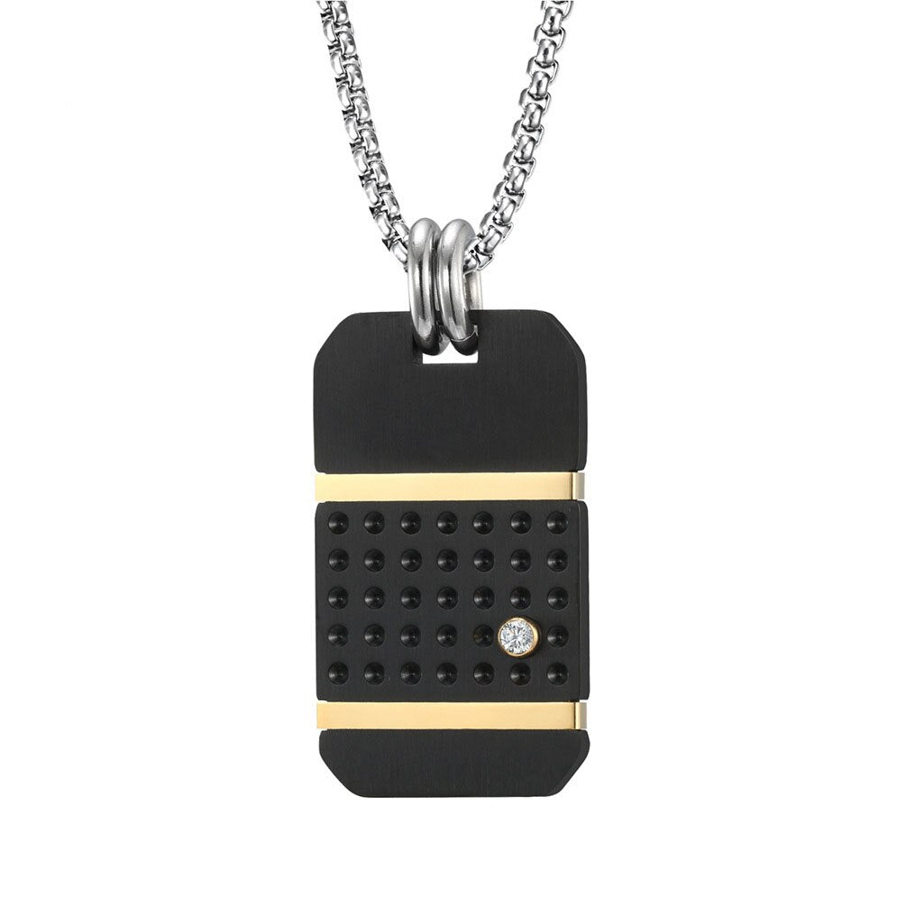 Dog Tag Matte Crystal Necklace