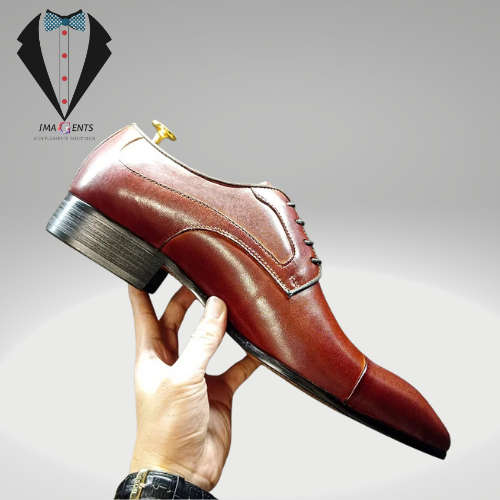 Real Leather Brown Black Pointed Toe Shoes For Men