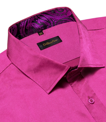 Men's Hot Pink Satin Shirt