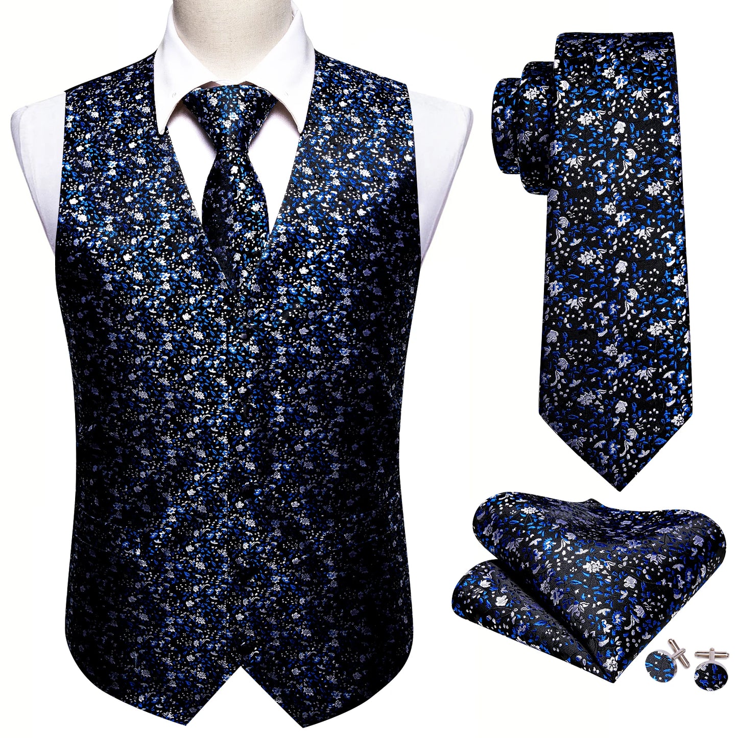 Mens Classic Black Paisley Jacquard Folral Tie