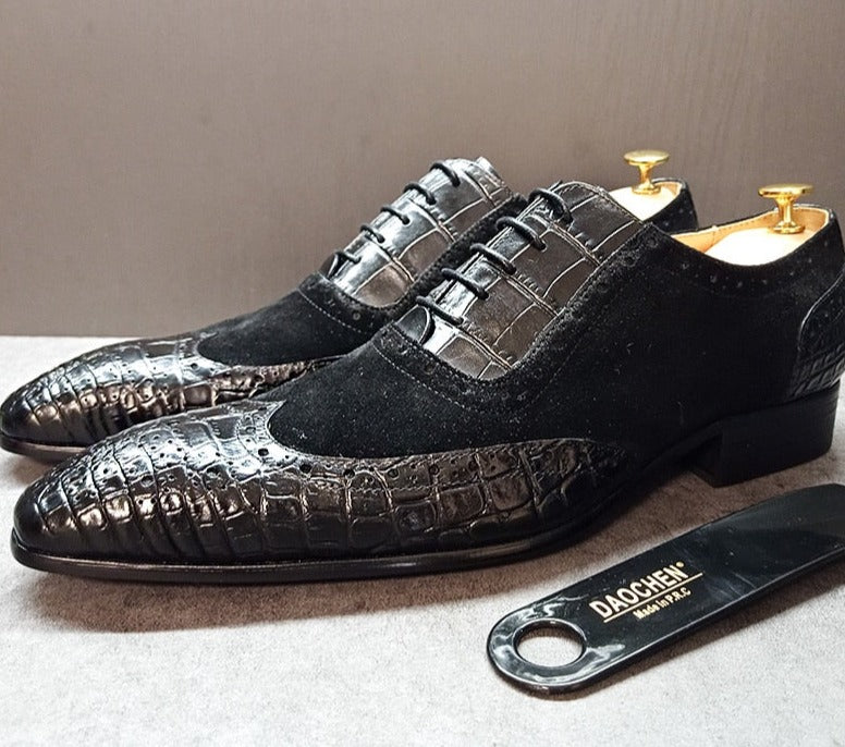 Crocodile Print Oxford Shoes