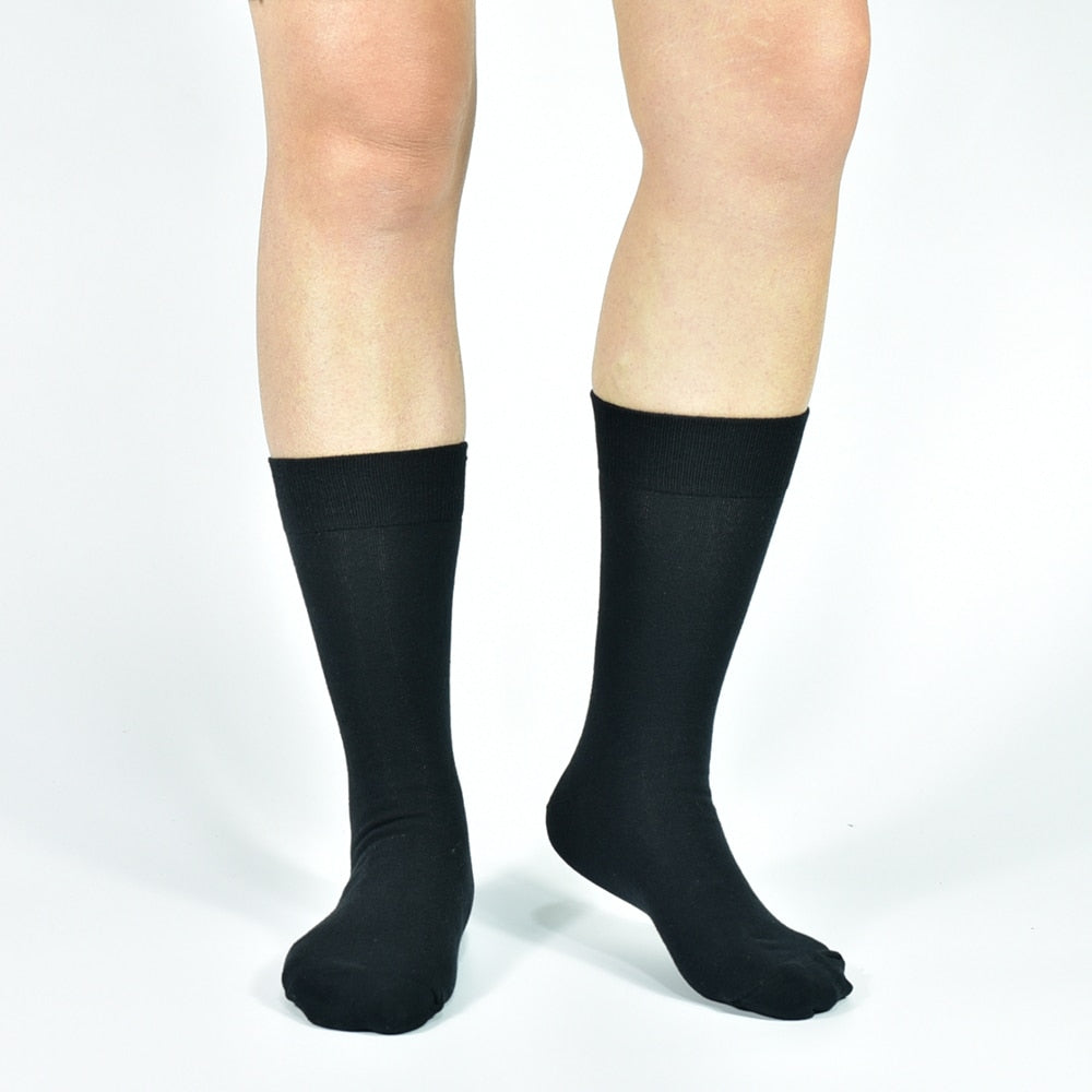 Black Cotton Calf Socks