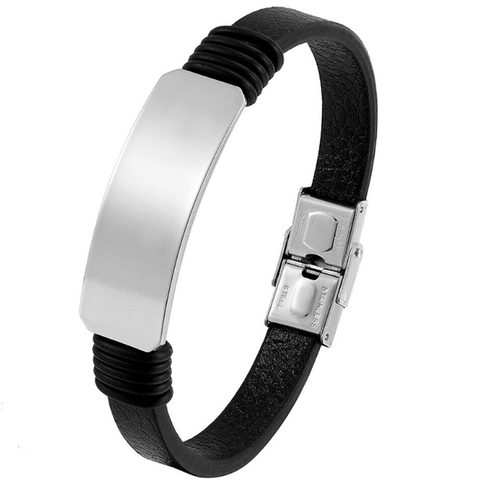 Stainless Steel Leather Bracelet