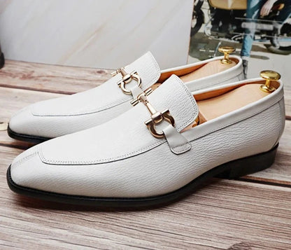 Slip on White Horsebit Loafers Men Shoes