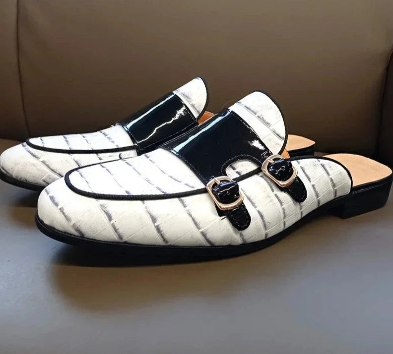 White Crocodile Men  Leather Half Shoes