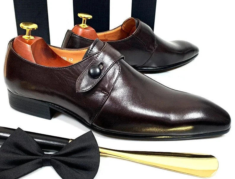 Black Macaron Pointed Toe Men Shoes