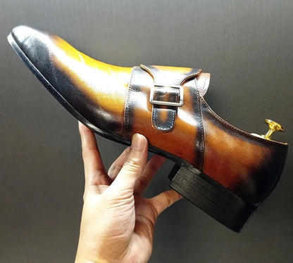 Real Leather Monk Men Shoe